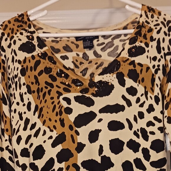 #78 3/$18 - SML Design Brown/Yellow Long Sleeve Top Size S - Picture 4 of 5